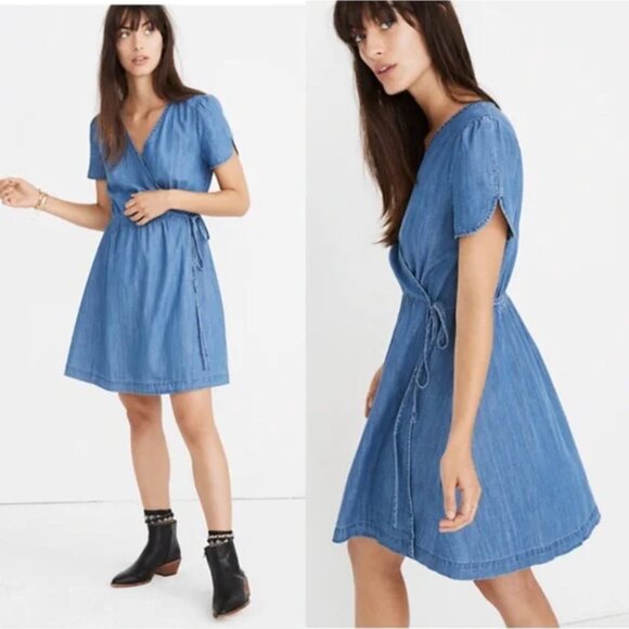 Chambray Madewell Wrap Dress - Picture 1 of 7